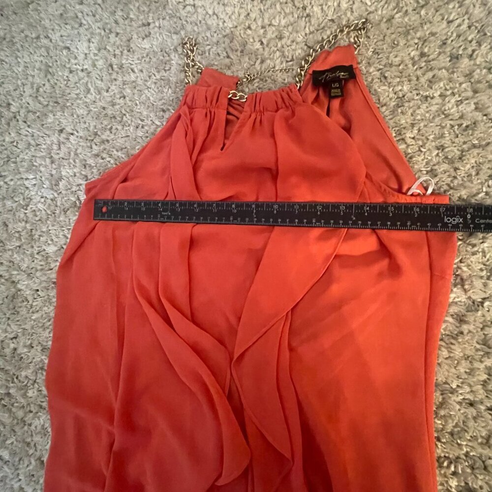 Thalia Sodi Coral Chain Halter Asymmetrical Dress L - Picture 5 of 10